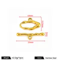 Gold irregular stainless steel OT buckle toggle clasp jewelry accessory component - O:12.5x19mm, T:3x25mm / 18K Gold