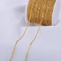 Gold stainless steel O-chain link on spool for DIY jewelry making craft material. - Flat Cable Chain / 0.3x1.25mm / Gold
