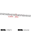 Robuste 304 Edelstahl Gliederkette für die DIY Schmuckherstellung mit 2mm Breite - Ovale Doppelt Gewebte Kette / 0.3x2mm / Stahlfarben
