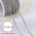 Silver stainless steel cable chain for DIY jewelry making, 0.6x3x4mm link size - Extension Chain / 0.6x3x4mm / Steel