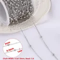Ανοξείδωτη αλυσίδα O-link με σφαίρες 3mm για κατασκευή κοσμημάτων DIY αξεσουάρ - Αλυσίδα με Χάντρες Satellite / 0.3x1.0mm / Χρώμα Ατσαλιού