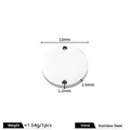 Mirror polished 13mm stainless steel round pendant disc with two holes for jewelry DIY - Double Hole Round Plate (13mm) / 1.6mm Thick (1.2mm Hole) / Steel
