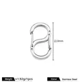 Polished stainless steel S-hook carabiner buckle for DIY jewelry making and keychains - 22.8mm Double Head S-Hook / Silver