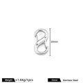 20mm small silver stainless steel S-shaped carabiner spring buckle connector for jewelry - 20mm Double Head S-Hook / Silver