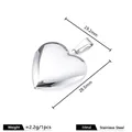 Polished silver stainless steel heart locket pendant measuring 28.5mm by 19.2mm - Mirror Polished Plain Heart Locket (A2590) / 19.2x28.5mm / Steel