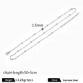 Minimalist stainless steel bead chain necklace with 1.5mm width and 50cm length - Beaded Cross Chain / Width 1.5mm (Length 50+5cm) / Steel