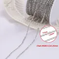 Ανοξείδωτη αλυσίδα O-link DIY για κοσμήματα με κρίκους 0.3x1.25mm σε λευκό πιάτο. - Επίπεδη Αλυσίδα Καλωδίου / 0.3x1.25mm / Χρώμα Ατσαλιού