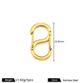 Polished golden stainless steel S-shape spring hook carabiner connector, 22.8mm height. - 22.8mm Double Head S-Hook / Gold