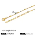Gold stainless steel 1.5mm thin chain necklace with 50+5cm adjustable length - Flat O Bucket Chain / Width 1.5mm (Length 50+5cm) / 18K Gold