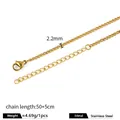 Gold stainless steel thin curb chain necklace for DIY jewelry, 2.2mm width, 55cm length - Double-Sided Curb Chain / Width 2.2mm (Length 50+5cm) / 18K Gold