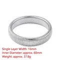 Silberner Edelstahl Elastisches Schlangenknochen Armband, 16mm Breiter Massiver Armreif - Einlagiger Elastischer Schlangenknochen (16mm) / Innendurchmesser ca. 60mm / Stahlfarben