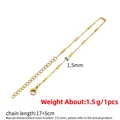 17+5cm Gold Plated Stainless Steel Minimalist Fine Chain Bracelet 1.5mm Width 1.5g - Flat Cross Tube Chain / 1.5mm Width (17+5cm) / 18K Gold