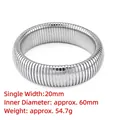 Silberner elastischer Schlangenknochen-Armreif aus Edelstahl, Breite 20mm, Ø 60mm - Einlagiger Elastischer Schlangenknochen (20mm) / Innendurchmesser ca. 60mm / Stahlfarben