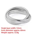 Zweilagiges dehnbares Schlangenknochen-Armband aus Edelstahl mit silbernem Metallic-Finish - Doppellagiger Elastischer Schlangenknochen (12mm) / Innendurchmesser ca. 60mm / Stahlfarben