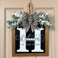 Personalized wooden front door hanger with letter H and welcome home sign decoration - Letter H