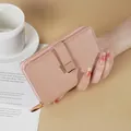 Elegant pink medium-sized women's wallet with multi-card slots and secure zipper. - 14.5*3*9cm / Pink