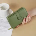 Elegant green women's wallet with multi-card slots and portable design for daily use - 14.5*3*9cm / Green