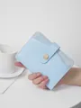 Light blue travel passport holder wallet with dual texture and snap closure - Flap Buckle Style (V777) / Light Blue