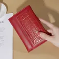 Elegant red crocodile pattern faux leather tri-fold wallet for women with multi-card slots - 15*2.5*10cm / Red