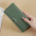 Elegant green PU leather long wallet for women with V-shaped metal clasp detail - Green