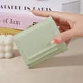 Mint green short wallet with cute rabbit embossed design and clasp closure - Green