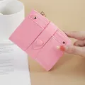 Elegant pink PU leather short wallet with zipper and card slots for women - Pink