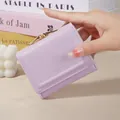Lavender purple trifold wallet with cute embossed bunny and metal clasp - Purple