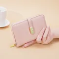 Elegante portafoglio vintage rosa in pelle PU per donna con fibbia dorata chic - Rosa