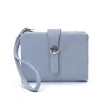 Petit portefeuille bleu clair pour femmes avec dragonne et boucle à nœud - Portefeuille court / 12x9x2.5cm / Bleu