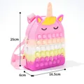 Kids unicorn pop-it fidget toy backpack made of pink gradient silicone material - Unicorn