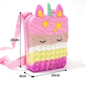 Cute pink unicorn silicone pop-it backpack for kids, size 25x16x6 cm, SKU variant - Star Unicorn