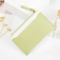 Minimalist light green and white color block PU leather coin purse with gold zipper closure - Green