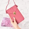 Sac à bandoulière vertical rose pour téléphone avec fermoir doré - Rose Poudré