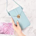 Petit sac à bandoulière bleu clair vertical avec verrou doré pour téléphone - Bleu ciel