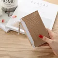 Chic tan and white crocodile pattern women's card holder wallet with a side zipper - Khaki
