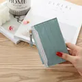 Small blue crocodile texture card holder with zipper closure and color block design - Blue