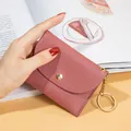 Mini portafoglio elegante rosa antico per donna con chiusura a scatto dorata e portachiavi - colore fagiolo rosso