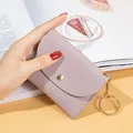 Portamonete in ecopelle lilla con bottone automatico dorato e anello portachiavi - Viola chiaro