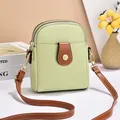 Mini sac à bandoulière chic pour téléphone en cuir vert clair avec double fermeture - Vert