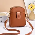 Petit sac à bandoulière élégant en cuir marron grainé avec double fermeture éclair - Jaune Terre