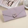 Elegante portafoglio lungo color lavanda con fibbia a cuore dorata per donna moda - Viola