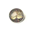 Detail view of a vintage Tree of Life glass cabochon brooch with vibrant mosaic patterns - Tree of Life Style 1