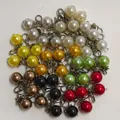Close-up view of multi-colored faux pearl pendants with silver lobster clasps for DIY jewelry - Lobster Clasp Flower Cap Pearl Pendant / Mixed Colors