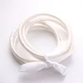 Set of cream white pearlized silicone tube Buddhist temple bangles tied with a satin ribbon - Five-Piece Set / White