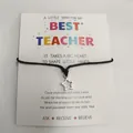 Βραχιόλι αστέρι σε κάρτα Best Teacher για υπέροχο δώρο αποφοίτησης και ευχαριστιών - Μαύρο