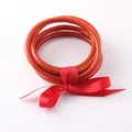 Red soft silicone jonc bouddhiste bracelet set with ribbon tie - Five-Piece Set / Red