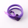 Three flexible purple silicone tube bracelets with a matching decorative ribbon bow - Five-Piece Set / Purple
