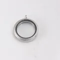 Round stainless steel transparent floating locket pendant with frosted silver finish - 30mm