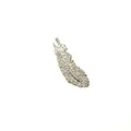 Silver feather hair clip with sparkling rhinestones, elegant side fringe duckbill clip. - Feather Style / Silver