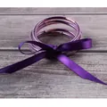 Purple multi-layer silicone glitter bracelets set with elegant deep purple satin ribbon bow - Purple